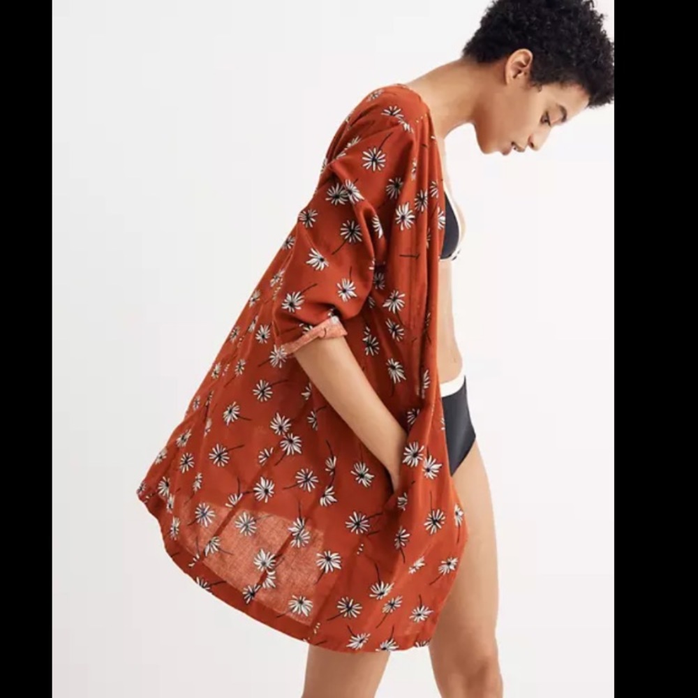 Madewell Maldives orange daisy cover up kimono